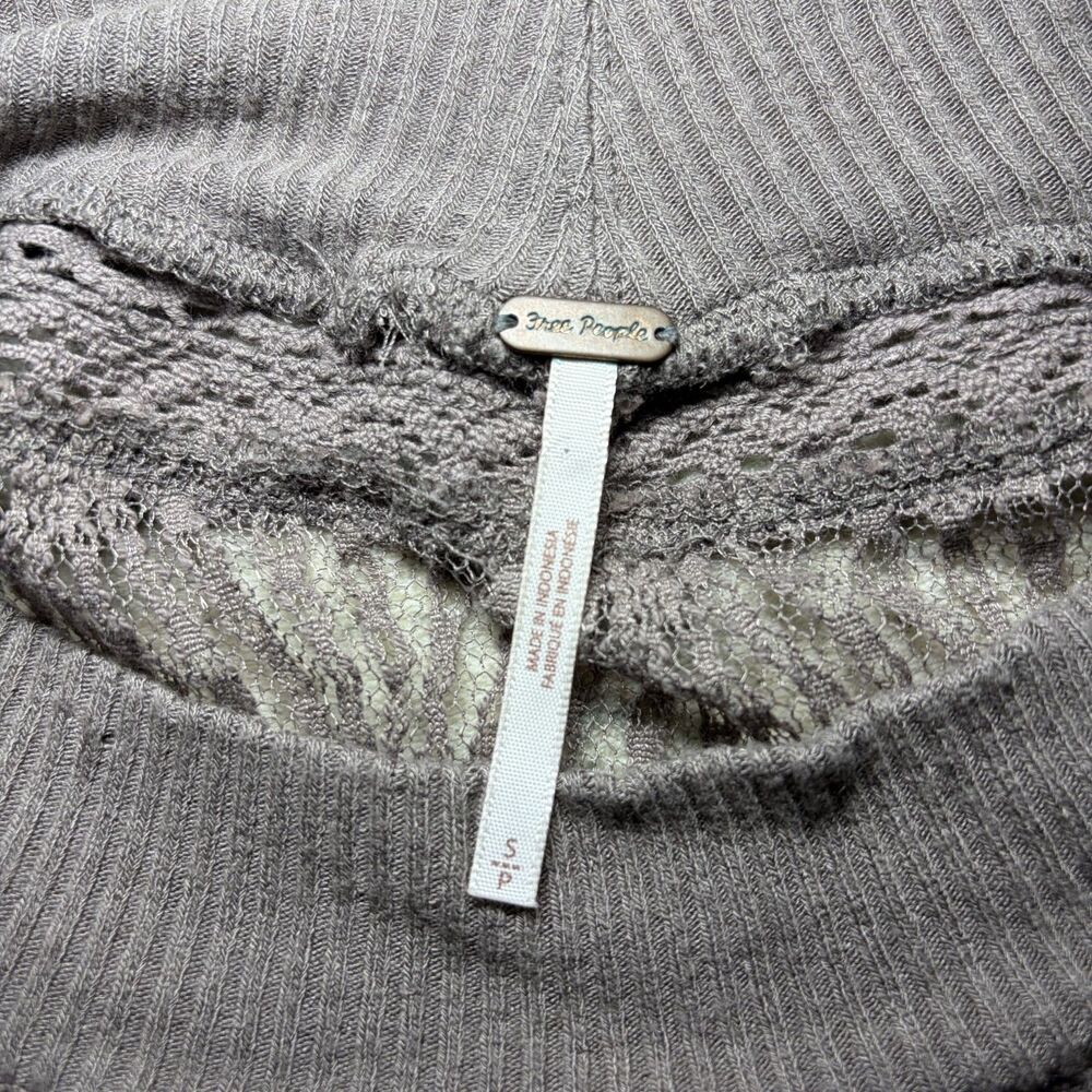 Free People Spring Valley Thermal Top Oversized Sheer Lace Waffle Knit Small - Picture 7 of 7